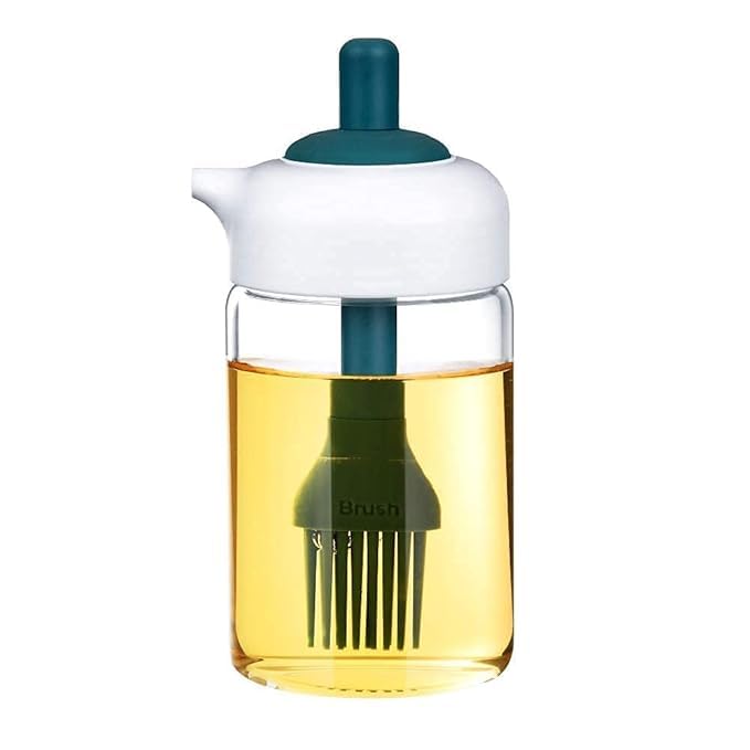 Matson Oil Dispenser, 2 In 1 Wide Opening Seasoning Container With Silicone Brush Baster, Glass Condiment Bottles For Kitchen Co