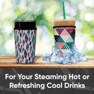 Baxendale And Co Reusable Neoprene Insulator Sleeves For Large Sized Iced Coffee And Cold Drink Cups (2 Pk Large 32Oz, Green Wan