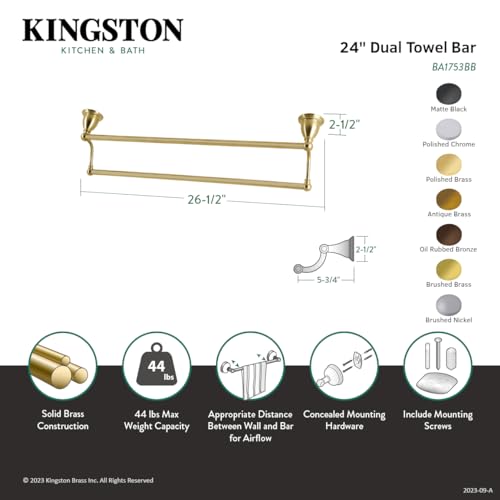 Kingston Brass BA1753AB Heritage 24'' Dual Towel Bar  Antique Brass