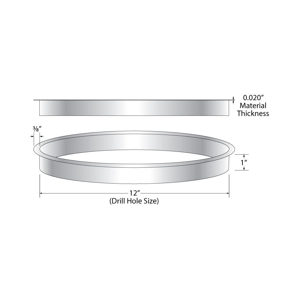 Outwater 12'' (Nominal) Diameter X 1'' Height 304 Polished Stainless Steel Trash Grommets For Countertop Inserted Trash