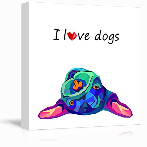 Wall26 Square Dog Series Canvas Wall Art - I Love Dogs With Colorful Color Composition - Giclee Print Gallery Wrap Modern Home A