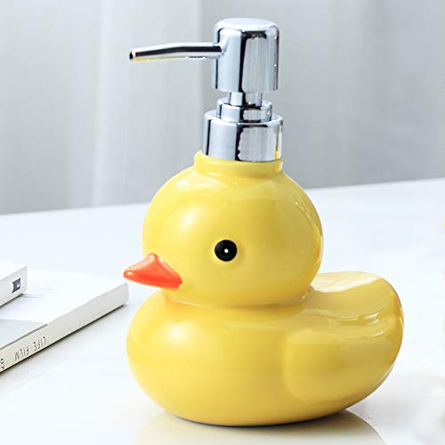 123Arts Ceramics Duck Soap Dispenser With Stainless Pump Soap Bottle Or Lotion Bottle