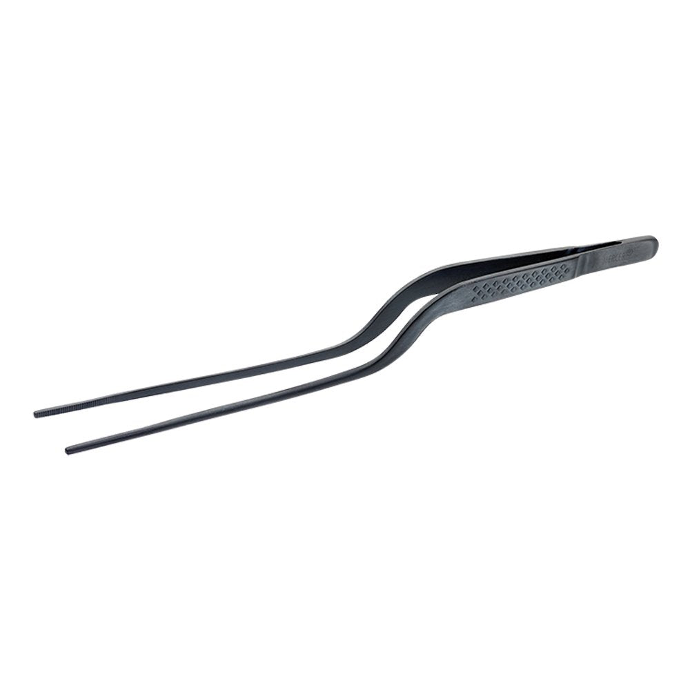 Mercer Culinary 18-8 Stainless Steel Precision Plus Chef Plating Tong, Offset, 7-7/8 Inch Tip, Matte Black