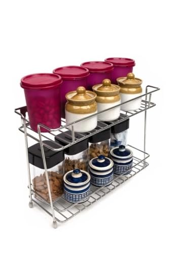 Mahro Stainless Steel 2 Layer Spice Rack Corner Storage Rack And Spice Container Rack For Kitchen, Storage Shelf Rack Spice Rack