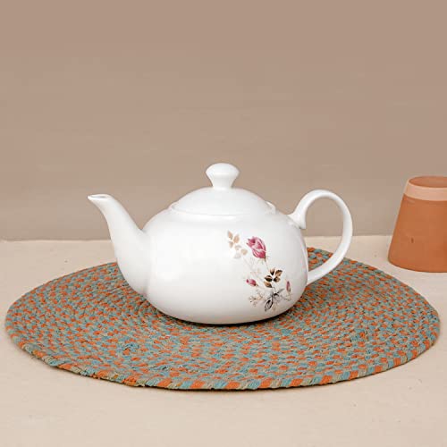 Clay Craft Fine Ceramic | Floral Printed | Tea/Coffee Cups  Set Of 6180 Ml Each (Teapot 1)