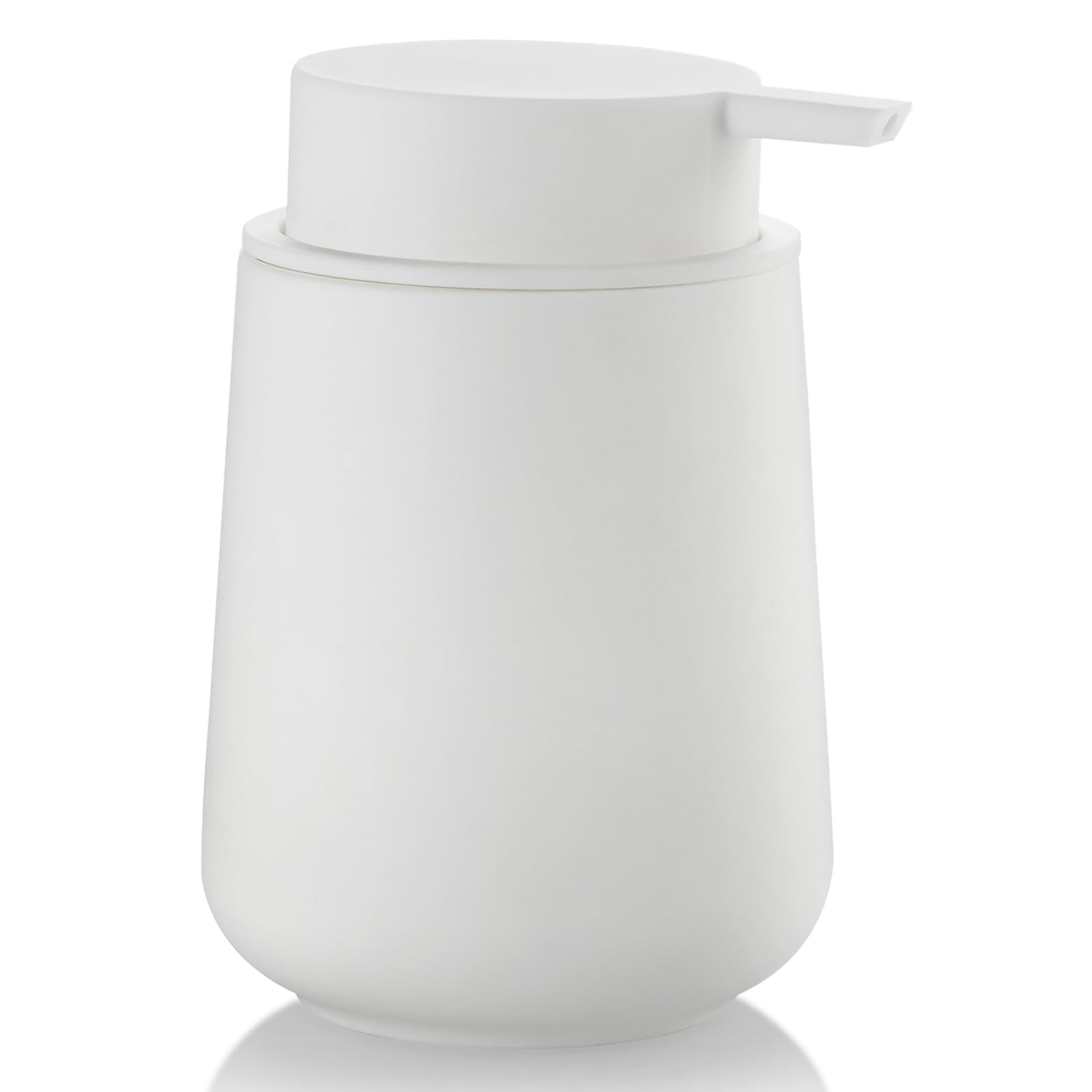 Yaukph Matte Cream White Liquid Hand Soap Dispenser Plastic 11 Oz - Modern Minimalist Style For Bathroom & Kitchen Countertop Re