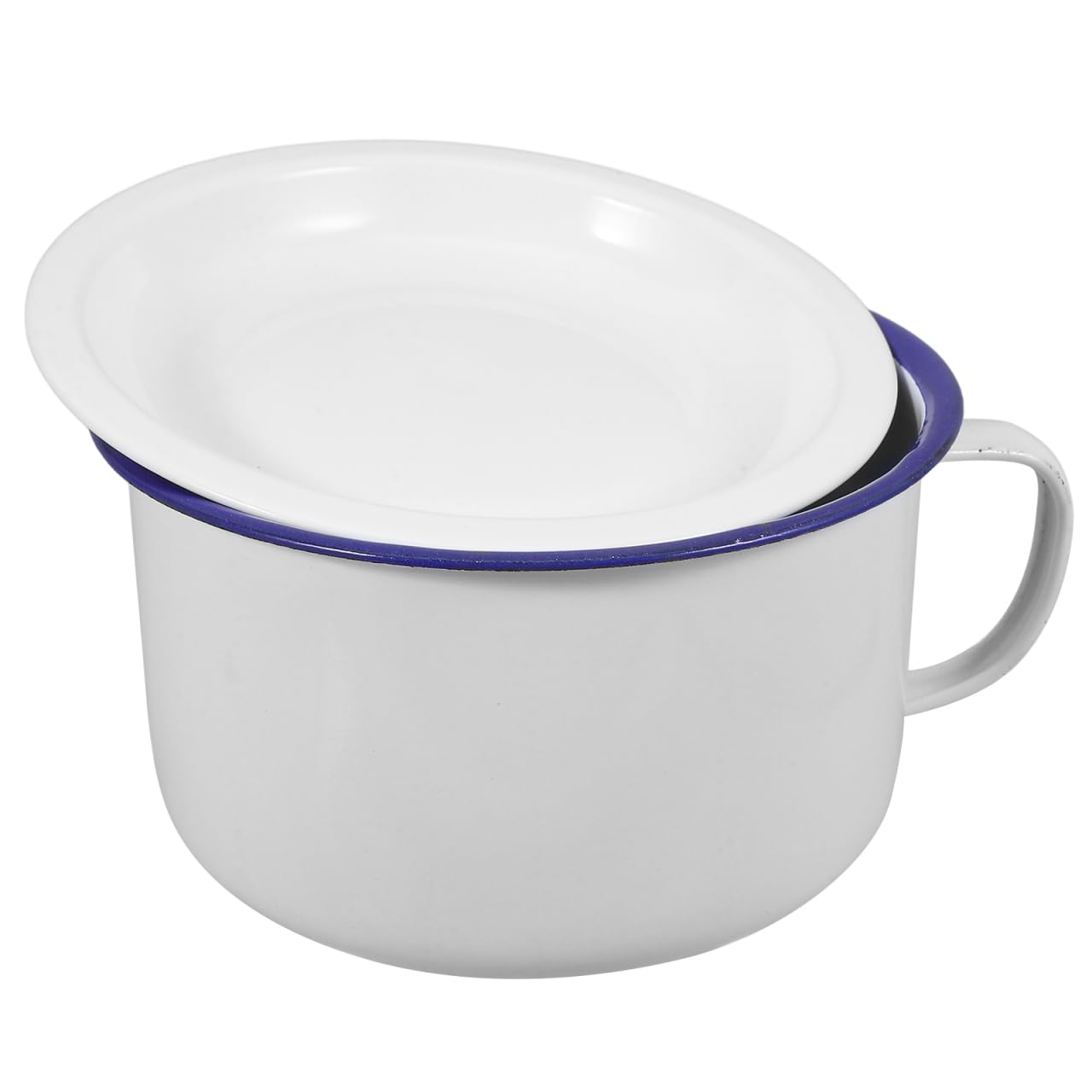 Luxshiny Enamel Instant Noodle Bowl with Handle and Lid 6.22In Retro Soup Bowl for Kitchen Dining Food Serving