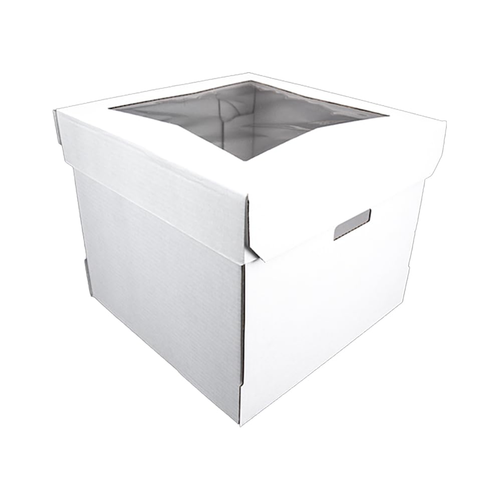 sctray SCT 11714 Tall Cake Box With Handle for 14-in Cakes, Tiered Cake Box, Includes a Window, Wedding Cake Boxes For Transport