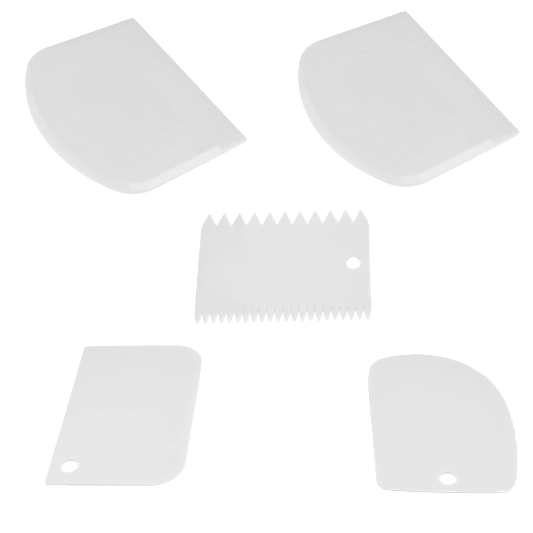Jzszera Multipurpose Bowl Scraper And Cake Scraper Smoother, 5 Pcs Flexible Plastic Dish Scraper Dough Cutter Dough Scraper Benc
