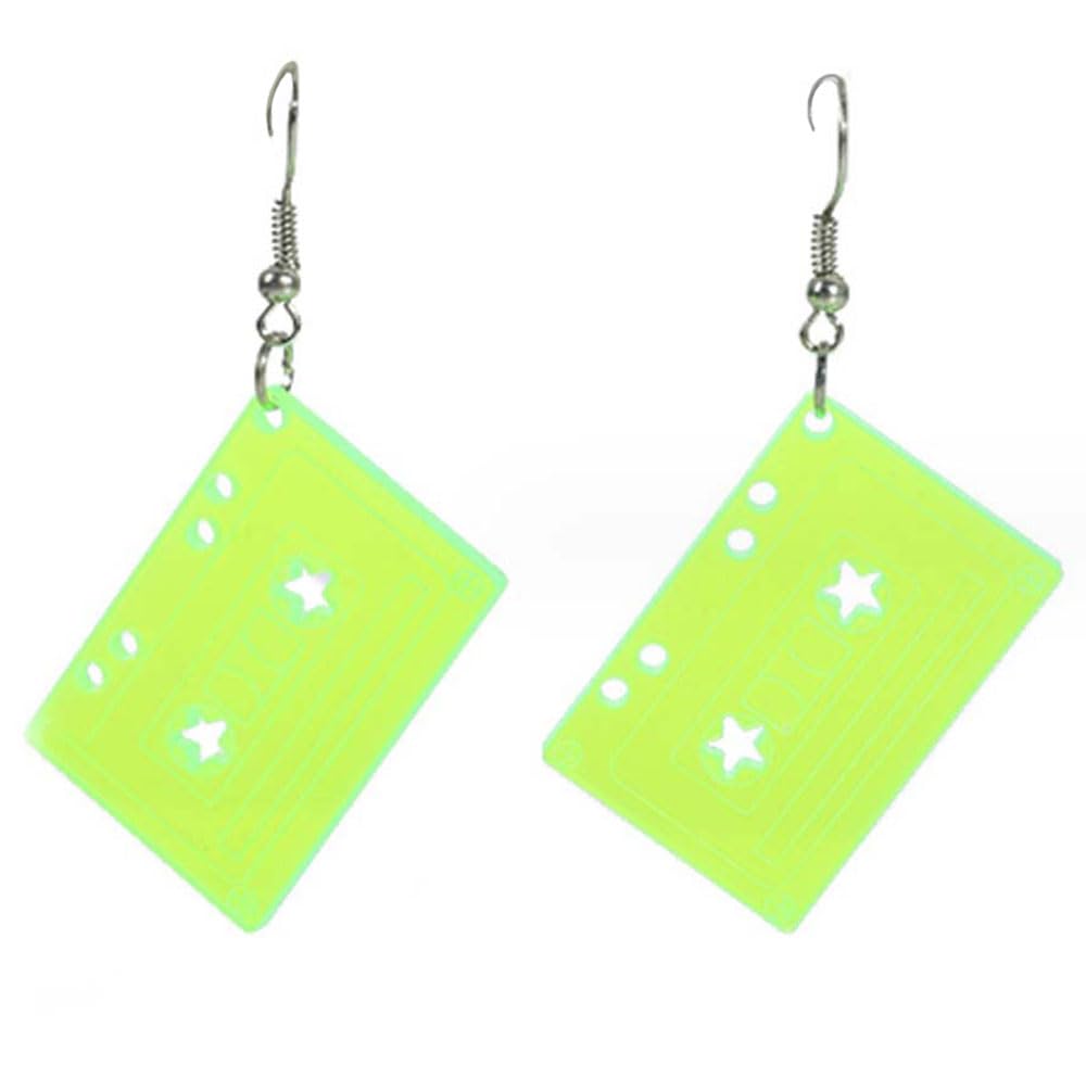 Cutiejewelry Cassette Tape Dangle Cute Pretty Earrings (Lilac Gold)
