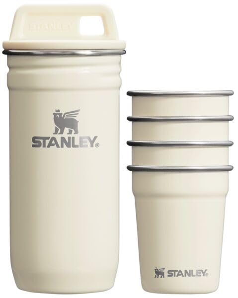 Stanley Adventure Nesting Shot Glass Set, 4 Stainless Steel Shot Glasses With Rugged Metal Travel Carry Case, Camping Gifts, Cre
