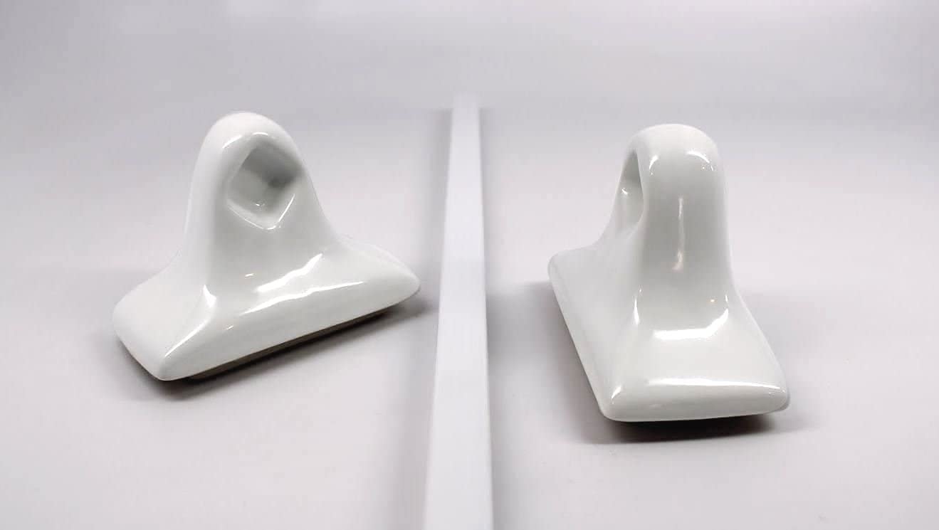 Tenedos White Glazed Ceramic Bathroom Accessory Kit - Not For Flat Surface Installation (Towel Bar)- There Is An Insert That Goe