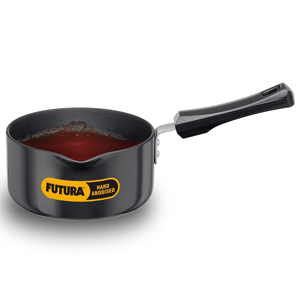 Hawkins Futura 1.5 Litre Saucepan, Hard Anodised Sauce Pan, Cooking Pot With Long Handle, Black (As15)