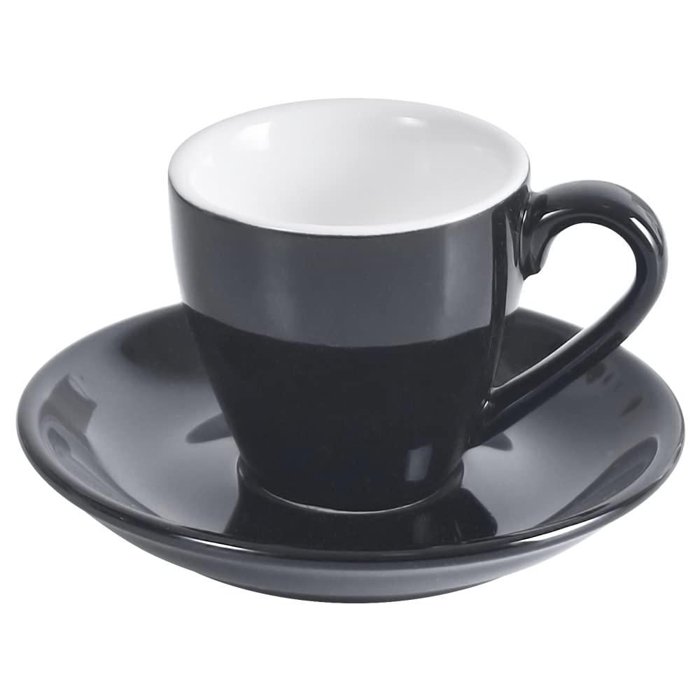 Ionegg Porcelain Espresso Cup With Saucer, Espresso Shot Cup, 80Ml/2.7Oz, Black