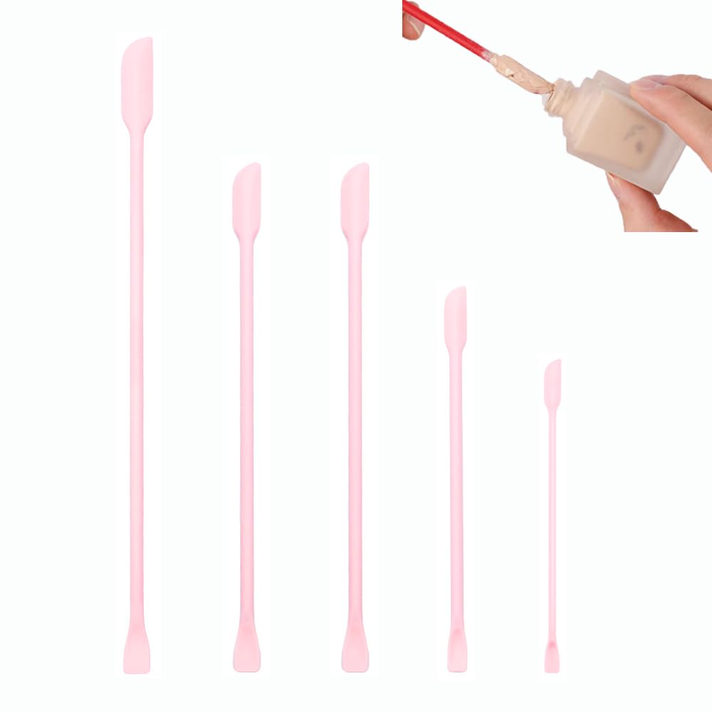 Wopanxye 5pcs Mini Silicone Spatula, Small Cosmetic Plastic Jar Scraper Scooper for Makeup Narrow Kitchen Bottle, BPA Free Long 