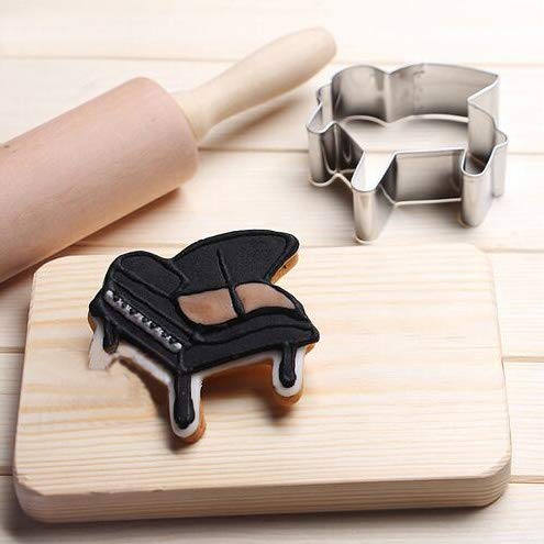 Wotoy Guitar, Piano,Musical Notes Sign Music Theme Biscuit Cookie Cutter 5 Piece Set - Stainless Steel