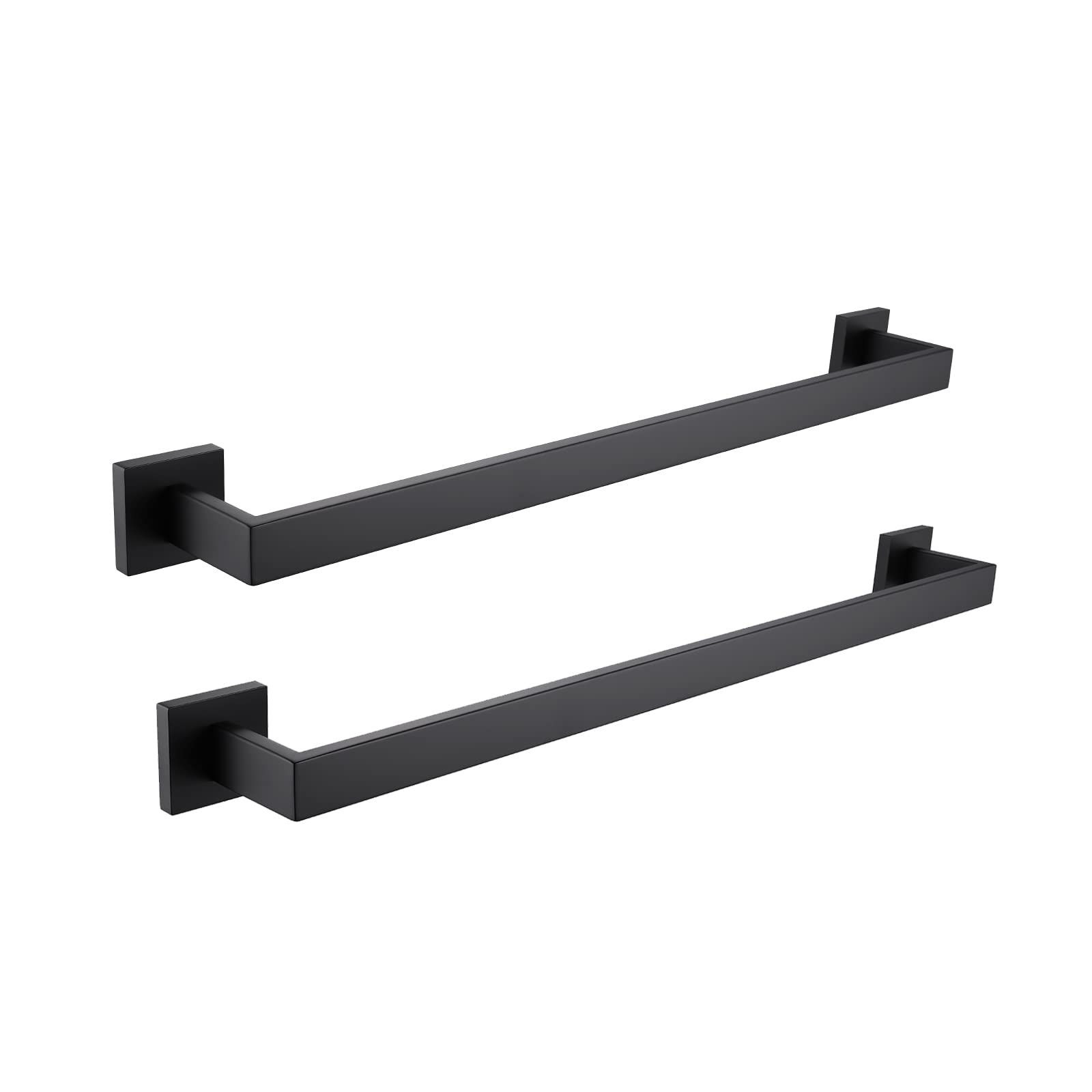 Lanc 2 Pack Bath Towel Bars Matte Black 24-Inch Bathroom Towel Rail Square Towel Racks Kitchen Towel Holders Stainless Steel Tow