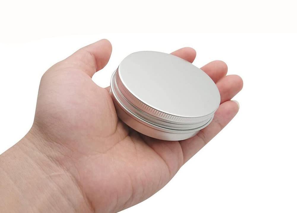 Ericotry 12 Pcs Of 2 Oz/ 60 Ml Silver Aluminum Tins Empty Slip Slide Round Containers With Tight Sealed Twist Screwtop Cover For