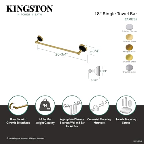 Kingston Brass BA9112BN Water Onyx 18 in. Towel Bar  Brushed Nickel
