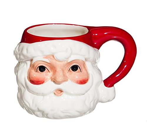 Cypress Home Vintage Santa Ceramic Christmas Mug | 14 ounces | Coffee Cup for Coffee, Tea, Hot Chocolate, and Holiday Gifts Pres
