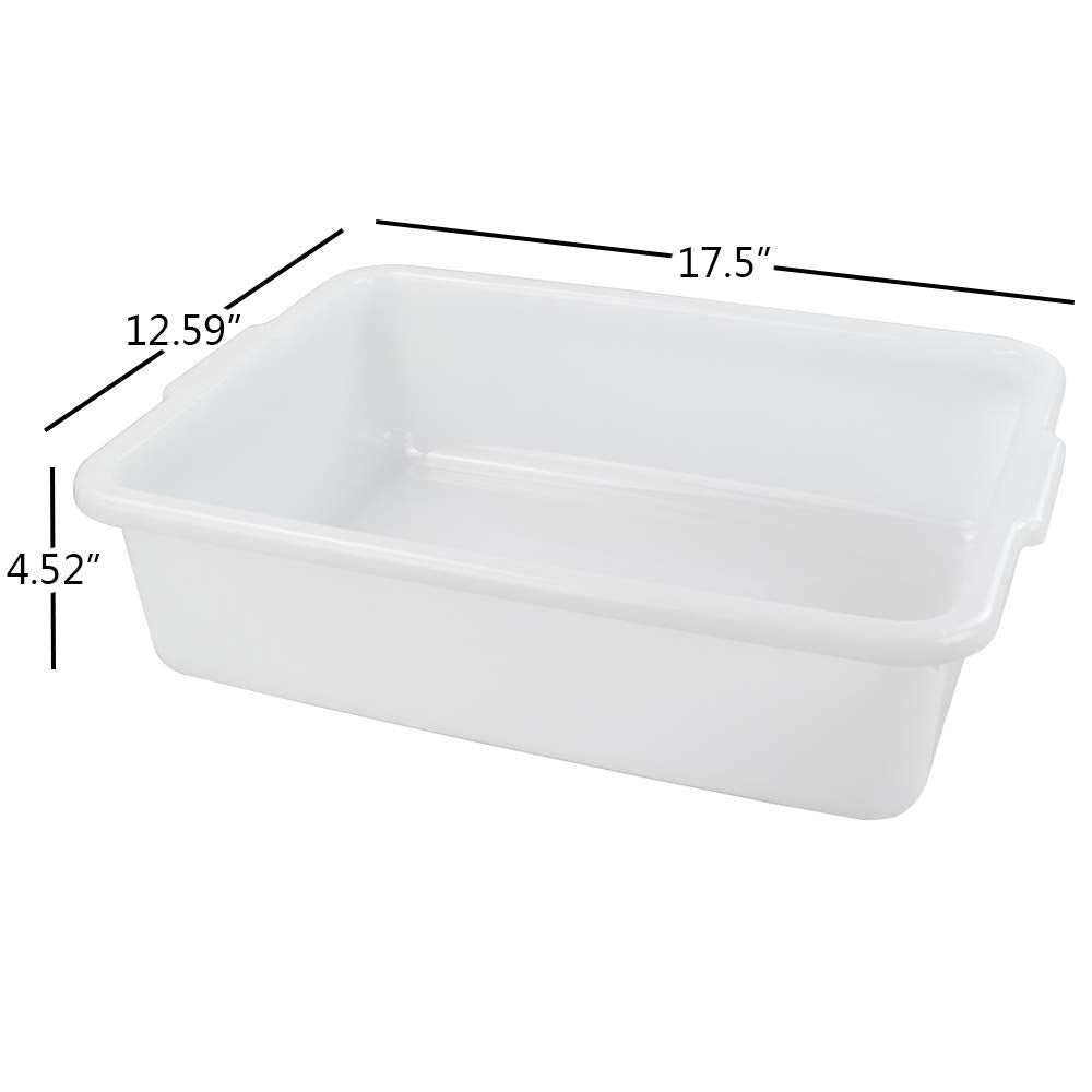 Yarebest 13 Liter Commercial Bus Tubs Dish Pan Basin, 4-Pack, White