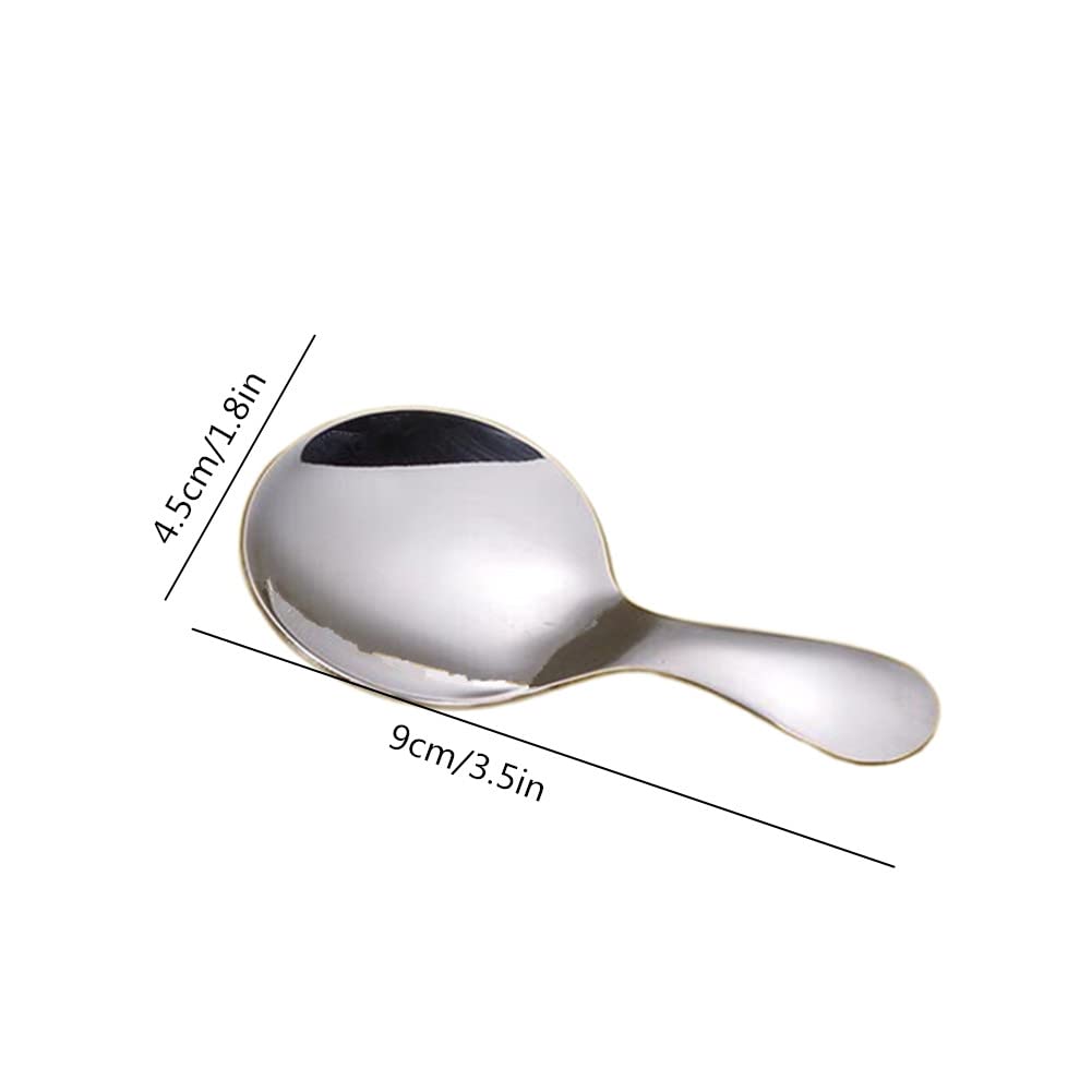 3Pcs Stainless Steel Mini Scoop For Canisters With Short Handle, Silver Mini Feed Spoon For Ice Cream Melon Baller, Short Handle