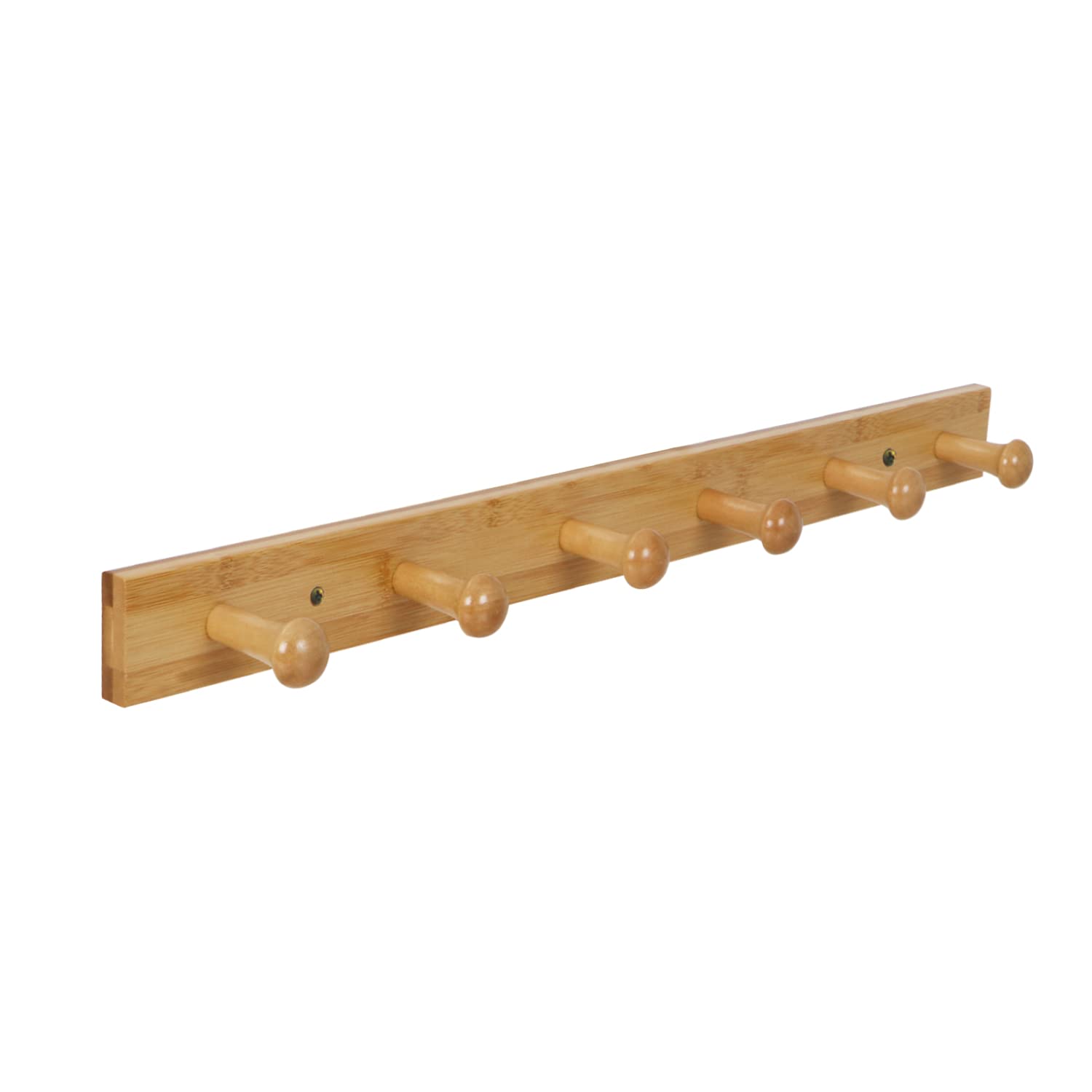 Hokipo Bamboo Wooden Heavy Duty Wall Mounted Hooks For Hanging  6 Hooks | Hook Rail For Clothes, 59 Cm (Ar3700)