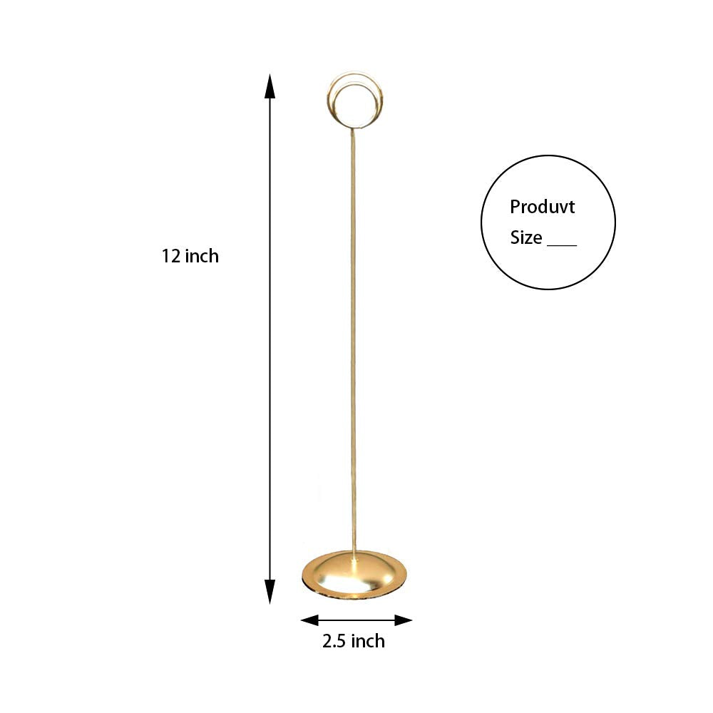 HOHIYA 12 Pcs Table Number Holders 12 Inch Place Card Holder Stands Brass Gold Tall for Photos Food Signs Memo Notes Weddings Restaurants Birthdays Party