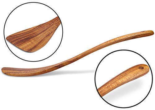 Jilla-Hla Wooden Spatula Wooden Turner Acacia Wood,Long Handle Flat Frying Spatula Handmade For Kitchen Cookware (Frying Spatula