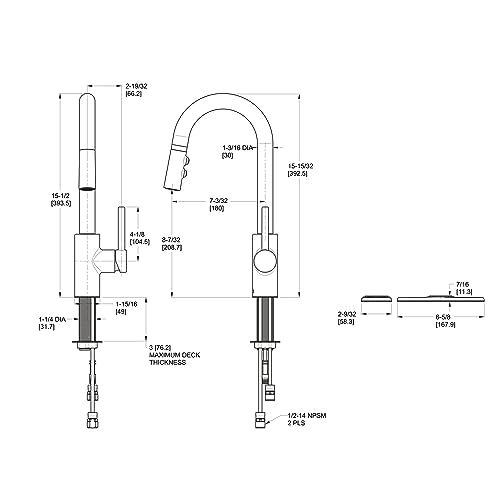Pfister Stellen Bar Faucet With Pull Down Sprayer, Single Handle, High Arc, Polished Chrome Finish, Lg572Sac