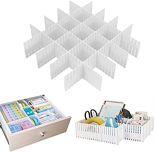 Gws Minimalist White Plastic Drawer Divider, Adjustable Grid Drawer Organizer, Pack Of 6