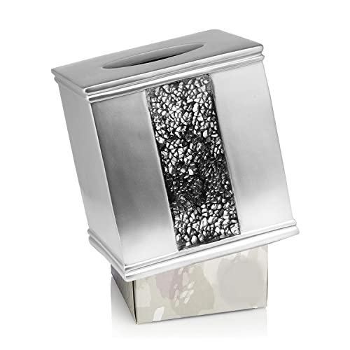 Zahari Home Sinatra Tissue Box Cover Square Tissue Holder For Bathroom Bedroom Living Room, Silver