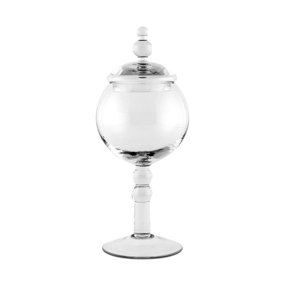 Weddingstar Large Glass Apothecary Candy Jar - Footed Globe Bowl With Lid