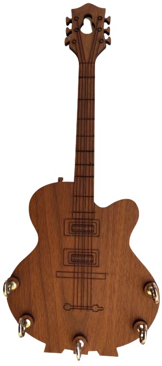 My Dream Carts GuitarShaped Key Holder  Matte Finish Wooden Stand for Home & Office Decor  Antique Wood Wall Hanging Key Stan