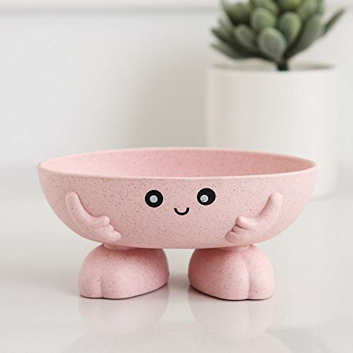 Aeggplant Soap Dish, Eco-Friendly Plant Fibres, Lovely Kids Soap Holder, Drain Soap Dish For Bathroom Kitchen (Pink)