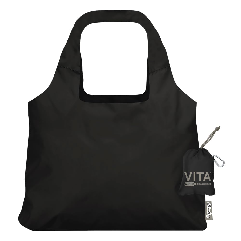 ChicoBag Vita rePETe + Refine | Eco-friendly Reusable Shoulder Tote (Obsidian)