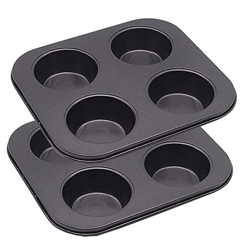 Hytk 4 Cup Muffin Pan 2 Pcs (8.5 X 7.48 Inch) Air Fryer Small Oven Cupcake Baking Pan Non Stick No Toxic Bakeware