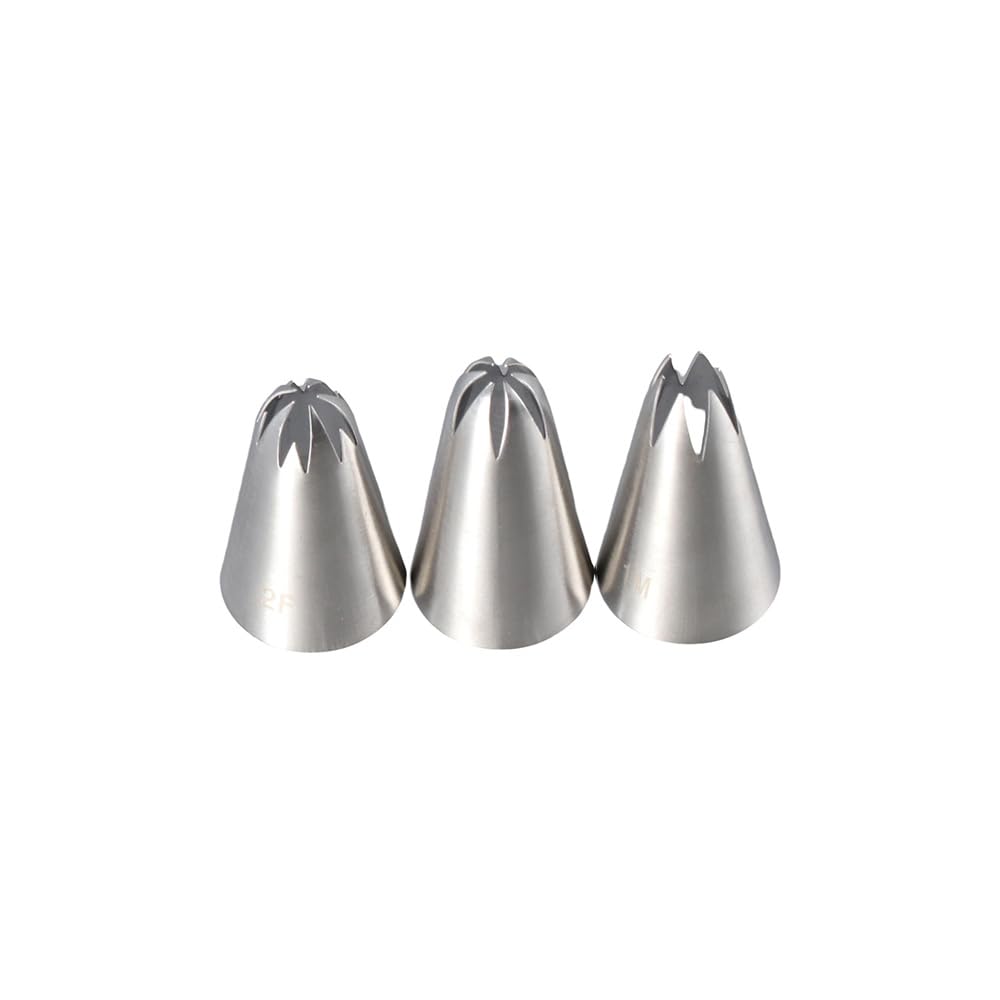 Icing Piping Tip Set Of 3, 1M 2D 2F Cake Cupcake Decorating Tips Stainless Steel Cream Flower Rose Petal Frosting Tip Pastry Noz