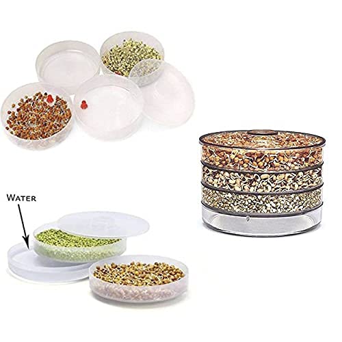 Kesi Ornaments Sprout Maker With 4 Compartments For Multi Purpose Use - Plastic Grocery Container Sprouted Grains Seeds Dal Chan