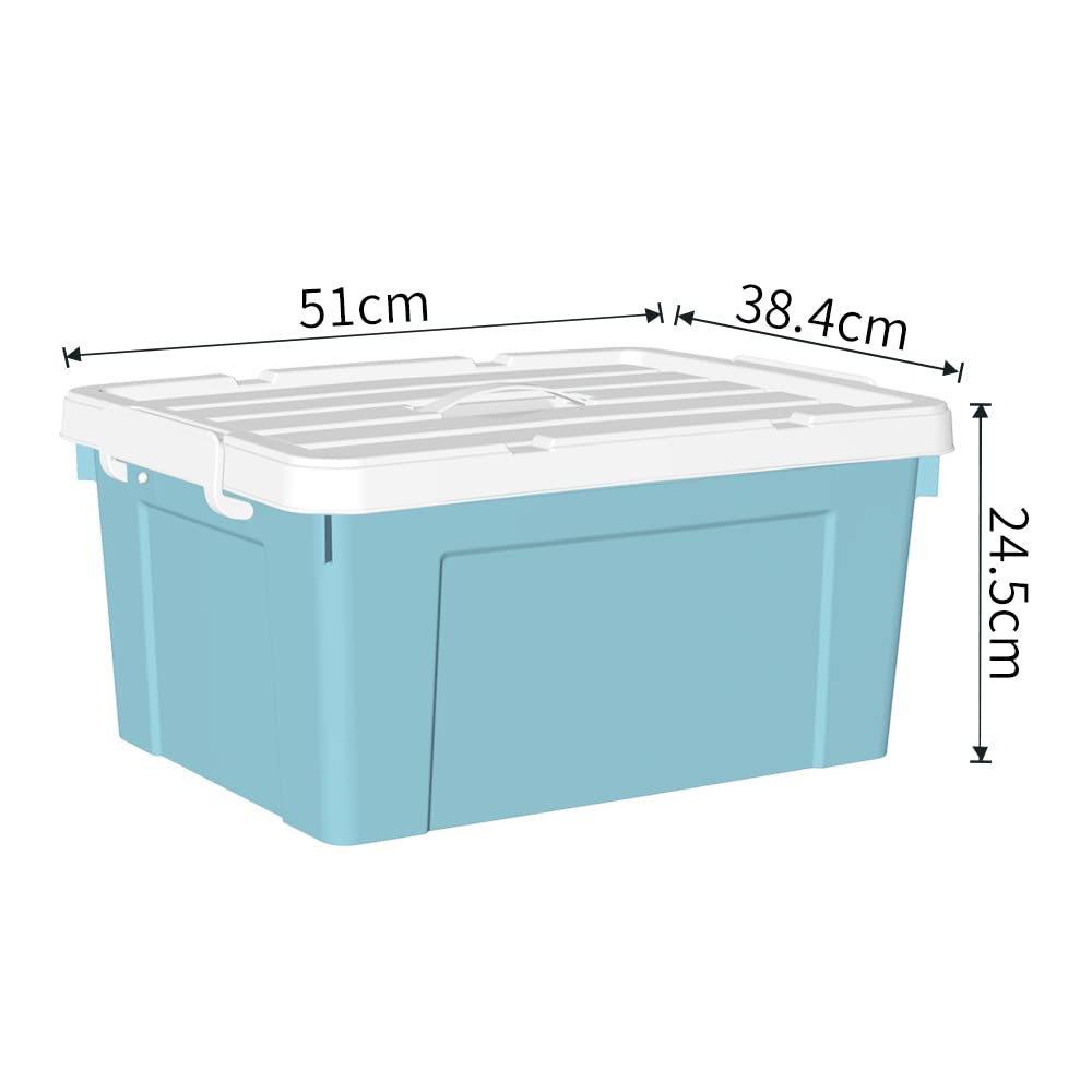 Cetomo 35L*4 Plastic Storage box  Tote box Organizing Container with Durable Lid and Secure Latching Buckles  Stackable and Nestable  4Pack  Blue with Buckle