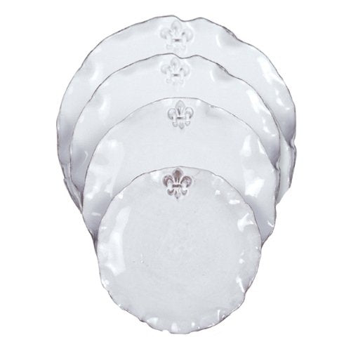Abigails White Fleur De Lis Charger Plate, 11.5''