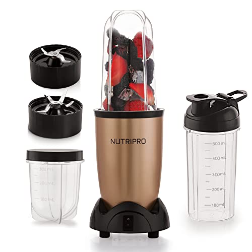 Nutripro Juicer Mixer Grinder  Smoothie Maker  500 Watts (3 Jar, Gold)  2 Year Warranty