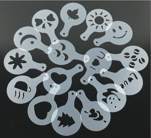38 Coffee Decorating Stencils, Magnoloran Coffee Art Stencils Barista Template For All Kinds Of Mousse, Cup Cake, Birthday Cake,
