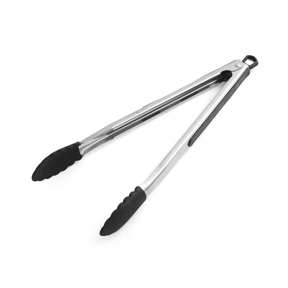 Farberware 5216358 Professional Stainless Steel And Heat Resistant Nylon Locking Kitchen Tongs With Silicone Tips, 12-Inch