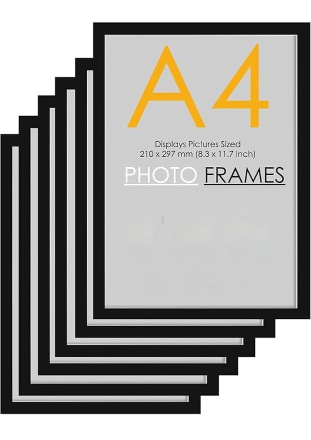 A4 Size Photo Frames - Wall & Tabletop Display, Lightweight Black Frame Khali Frame /A4 Size, 9X12Inches (6, Black)