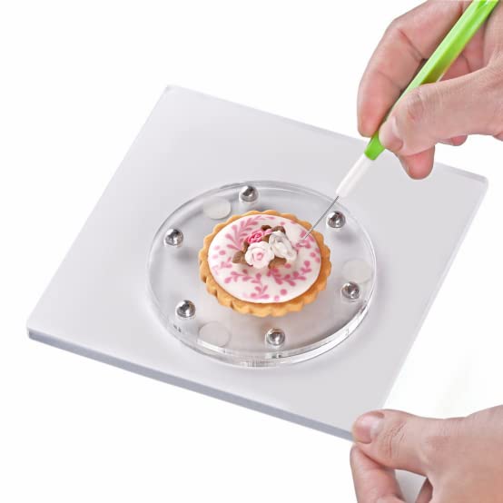 Kasmoire Cookie Decorating Turntable, Sugar Cake Cookie Decorating Supplies Kit-With Anti-Slip Silicone Mat,Turns Smoothly Easy