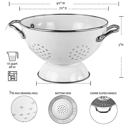 Reston Lloyd Food Prep Strainer Steel Colander, 1.5 Qt (48 Oz/1.4 L), Pink