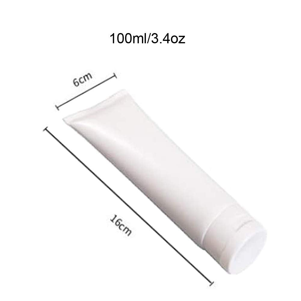 20Pcs 100Ml/3.4Oz White Plastic Facial Cleaner Soft Tube Bottles Empty Refillable Travel Makeup Sample Packing Container Storage