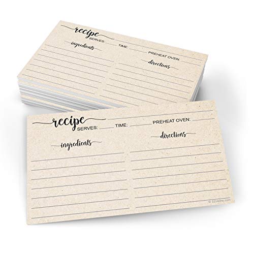 321Done Small Rustic Recipe Cards (Set Of 50) 3 X 5 Minimalist Kraft Tan - Thick Luxury Double-Sided - Made In Usa