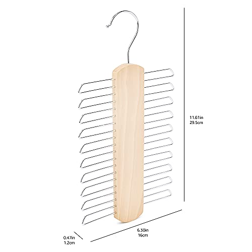 Amazon Basics 20 Bar Wooden Tie Hanger & Belt Rack - Natural  2-Pack